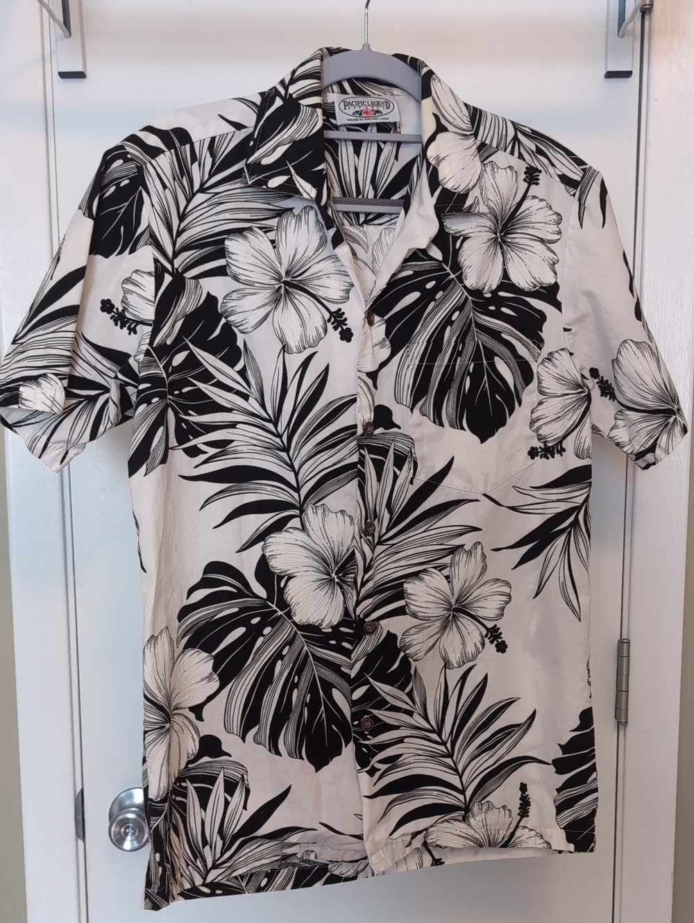 Men's Black & White Floral Island Shirt